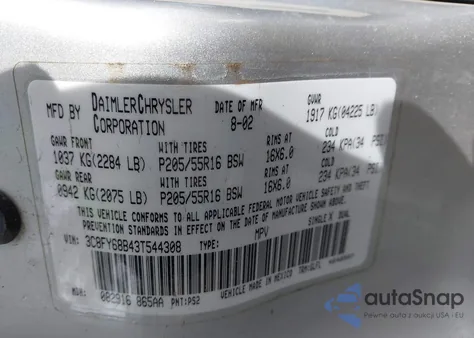 2003 Chrysler Pt Cruiser Limited из США, поврежденный, VIN 3C8FY68B43T544308